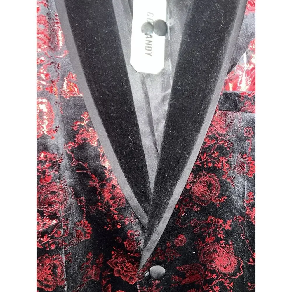 COOFANDY Men's Rose Blazer Suit Jacket Dinner Party Velvet Tuxedo Kentucky Derby